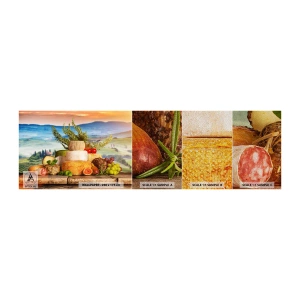 Échantillon de Papier Peint Premium Sand - La joie de vivre à l'italienne - Toscane, Paysage, Fromages délicieux - 100x30 cm