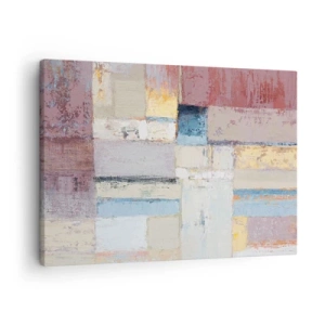 Impression sur toile - Image sur toile - Composition géométrique aux couleurs pastel - 70x50cm - Le calme de la géométrie - Décoration murale moderne pour le salon et la chambre ARTTOR