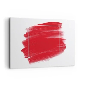 Impression sur toile - Image sur toile - Coup de pinceau rouge avec bordure blanche - 120x80cm - En dehors du cadre - Décoration murale moderne pour le salon et la chambre ARTTOR