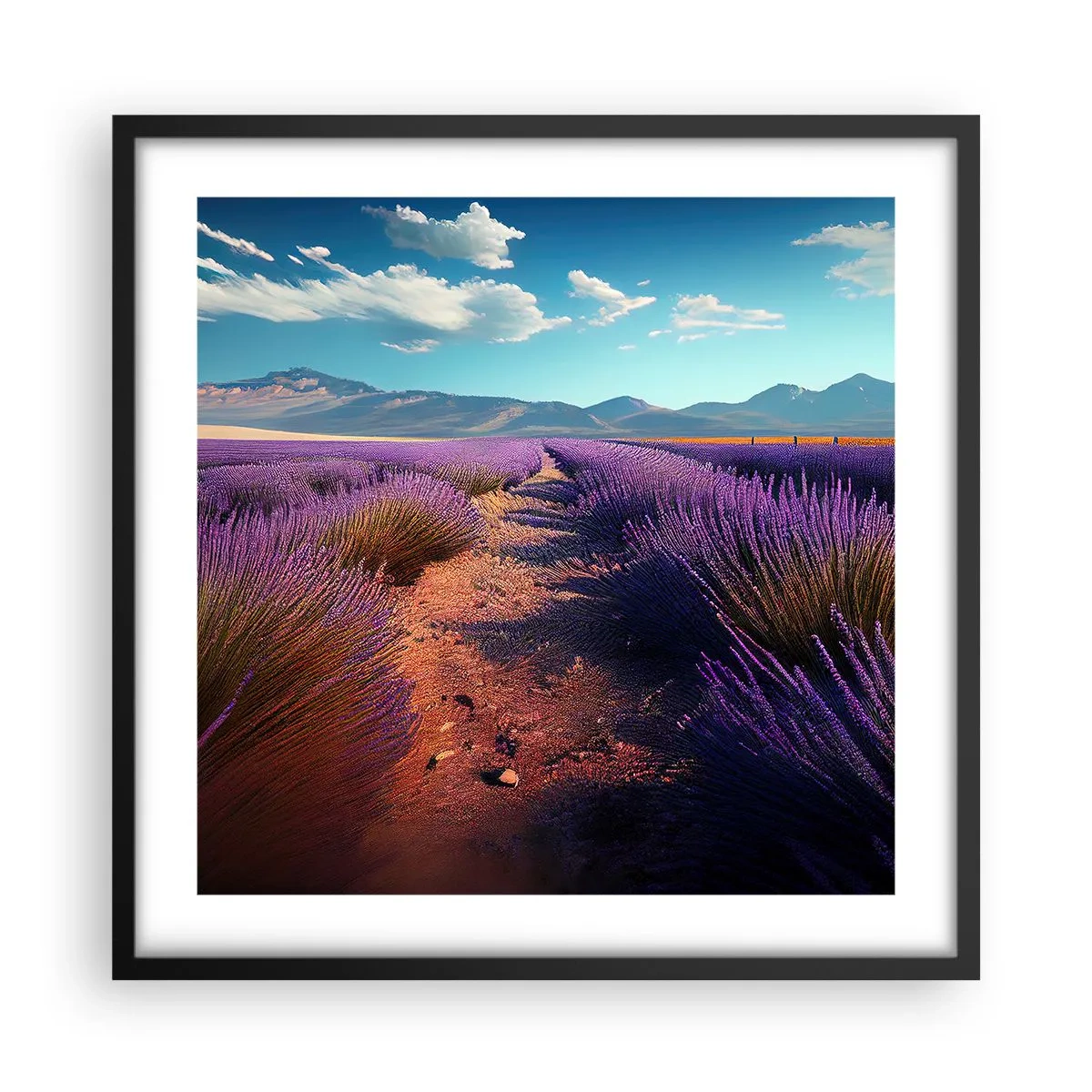 Affiche dans un cadre noir - Poster - Champs parfumés - 50x50 cm