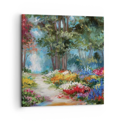 Impression sur toile - Image sur toile - Jardin forestier, forêt de fleurs - 70x70 cm