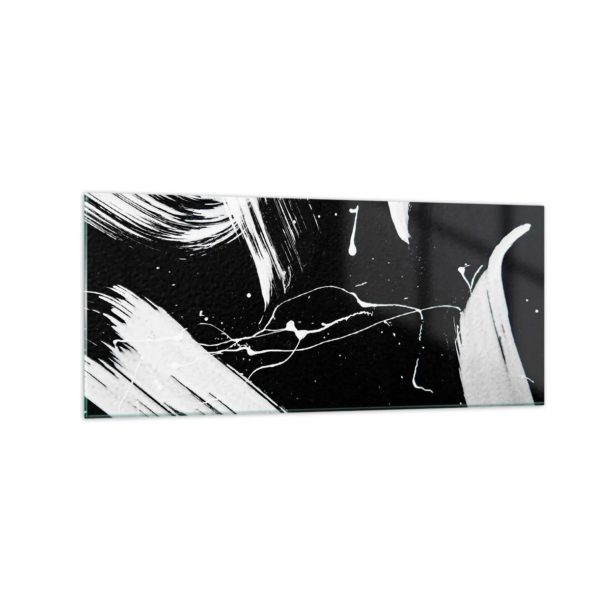 Impression sur verre - Image sur verre - Traits blancs abstraits sur fond noir - 120x50cm - Briser les ténèbres - Décoration murale moderne pour le salon et la chambre ARTTOR