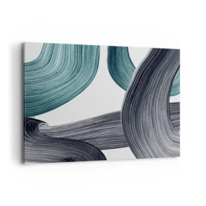 Impression sur toile - Image sur toile - Lignes abstraites fluides dans des tons de vert et de gris - 100x70cm - Sentiers émeraude et noirs - Décoration murale moderne pour le salon et la chambre ARTTOR