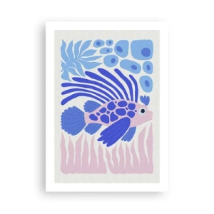 Affiche - Poster - Poisson exotique stylisé dans un décor sous-marin - 50x70cm - Dans son élément - Décoration murale moderne pour le salon et la chambre ARTTOR