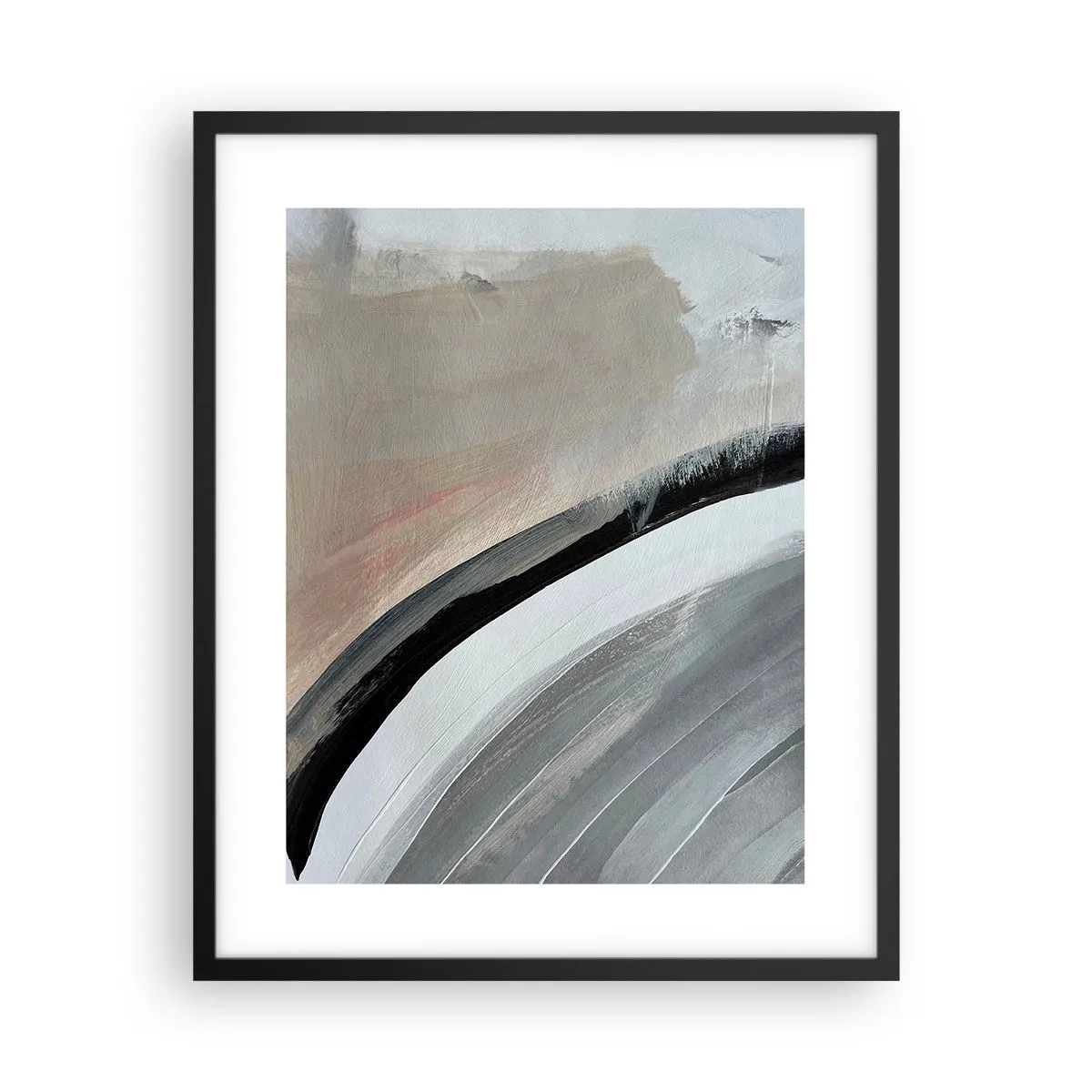 Affiche dans un cadre noir - Poster - Composition : arc de noir et gris - 40x50 cm