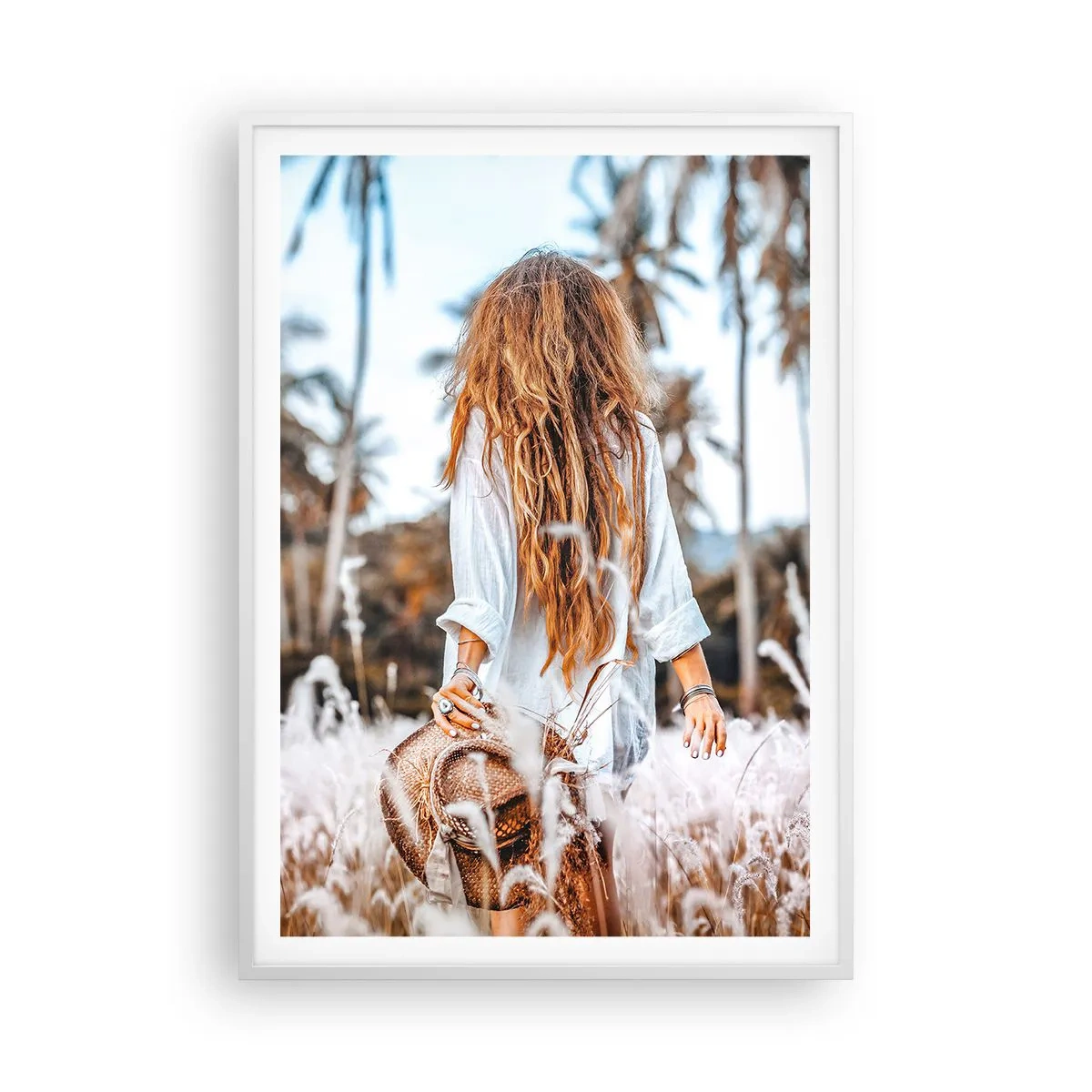 Affiche dans un cadre blanc - Poster - Né de peluches d'herbe - 70x100 cm