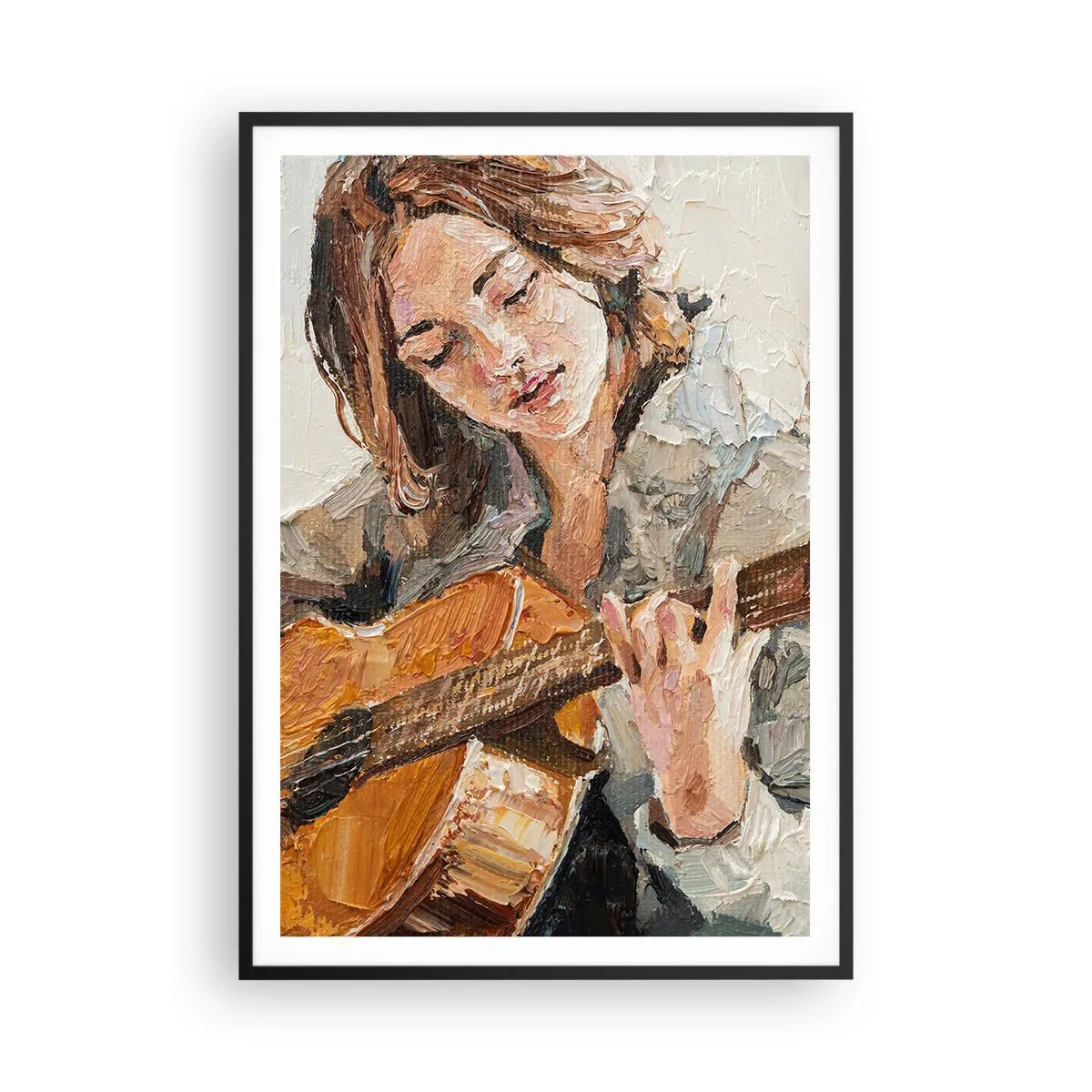 Affiche dans un cadre noir - Poster - Concerto pour guitare et coeur de fille - 70x100 cm