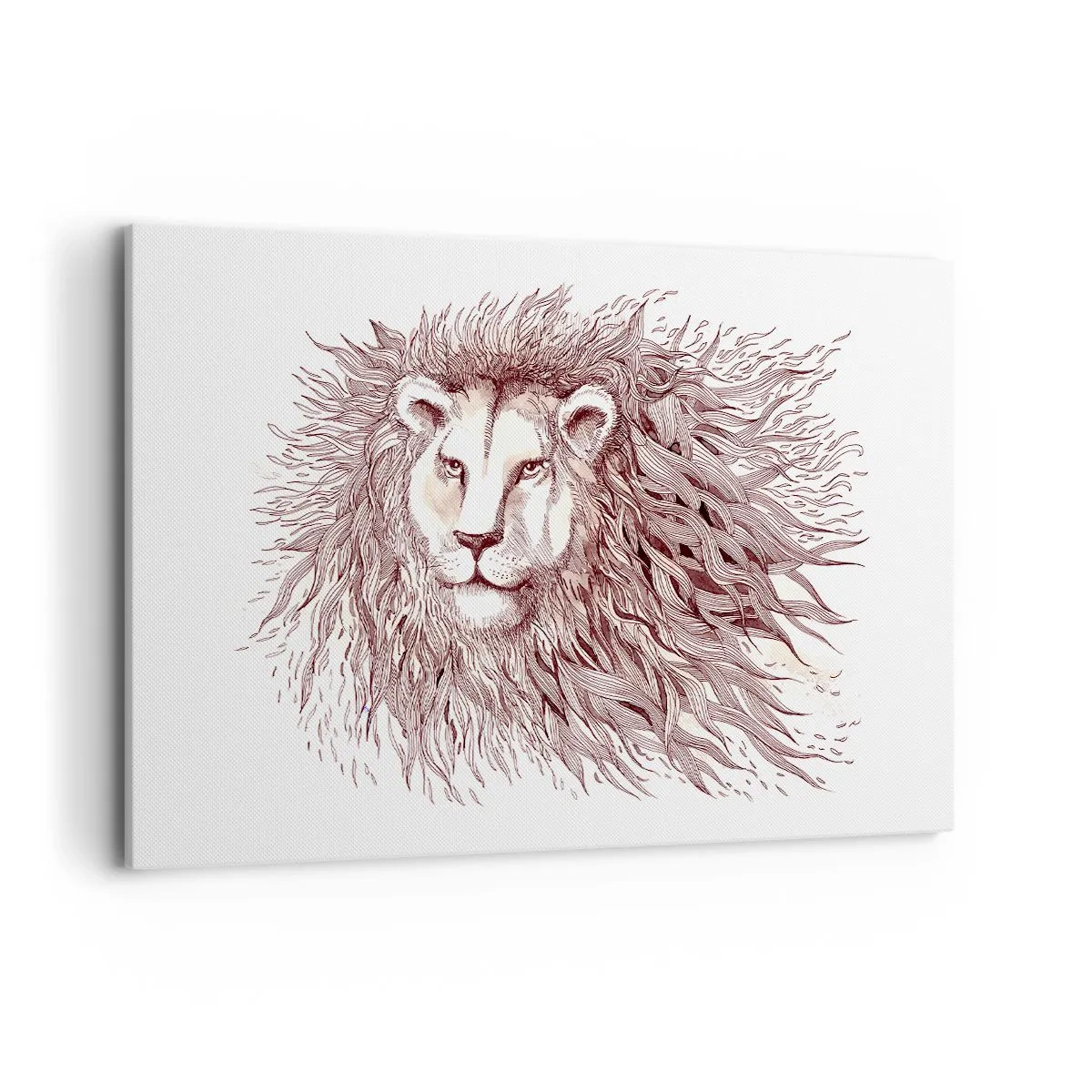 Impression sur toile - Image sur toile - Aquarelle artistique d'un lion avec une crinière détaillée - 120x80cm - Un souverain fougueux - Décoration murale moderne pour le salon et la chambre ARTTOR