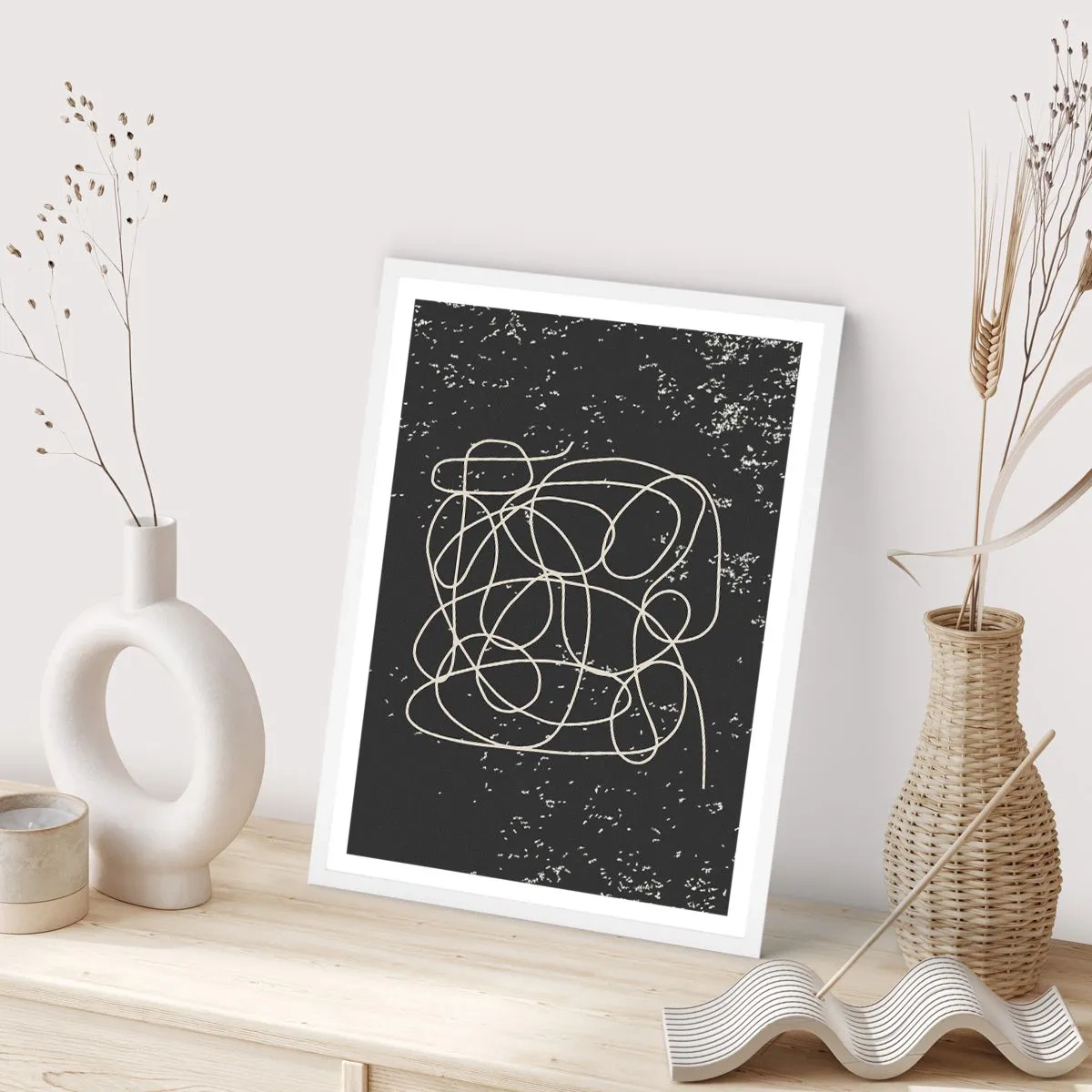 Affiche dans un cadre blanc - Poster - Errance des pensées - 61x91 cm