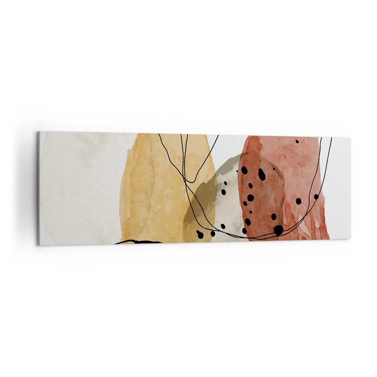 Impression sur toile - Image sur toile - Taches abstraites dans les tons beige, jaune et rouge - 160x50cm - Léger et transparent comme l'air - Décoration murale moderne pour le salon et la chambre ARTTOR