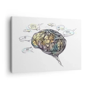 Impression sur toile - Image sur toile - Une vision artistique du cerveau avec des éléments colorés - 70x50cm - L'homme - un grand mystère - Décoration murale moderne pour le salon et la chambre ARTTOR