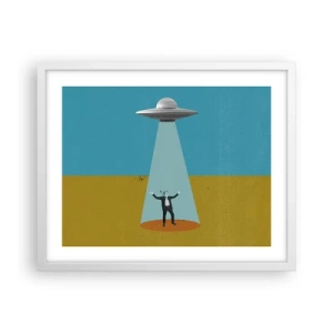 Affiche dans un cadre blanc - Poster - Rencontre proche - 50x40 cm