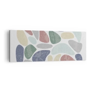 Impression sur toile - Image sur toile - Formes organiques colorées sur fond blanc - 140x50cm - Une mosaïque de couleurs poudrées - Décoration murale moderne pour le salon et la chambre ARTTOR