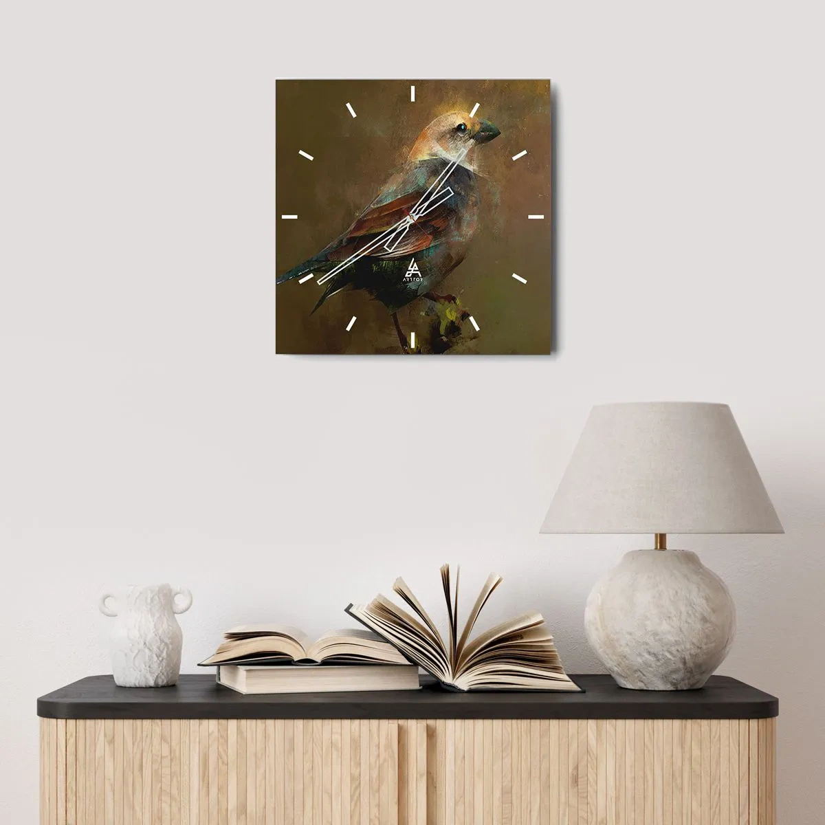 Horloge murale - Pendule murale - Un moineau, un petit oiseau - 30x30 cm