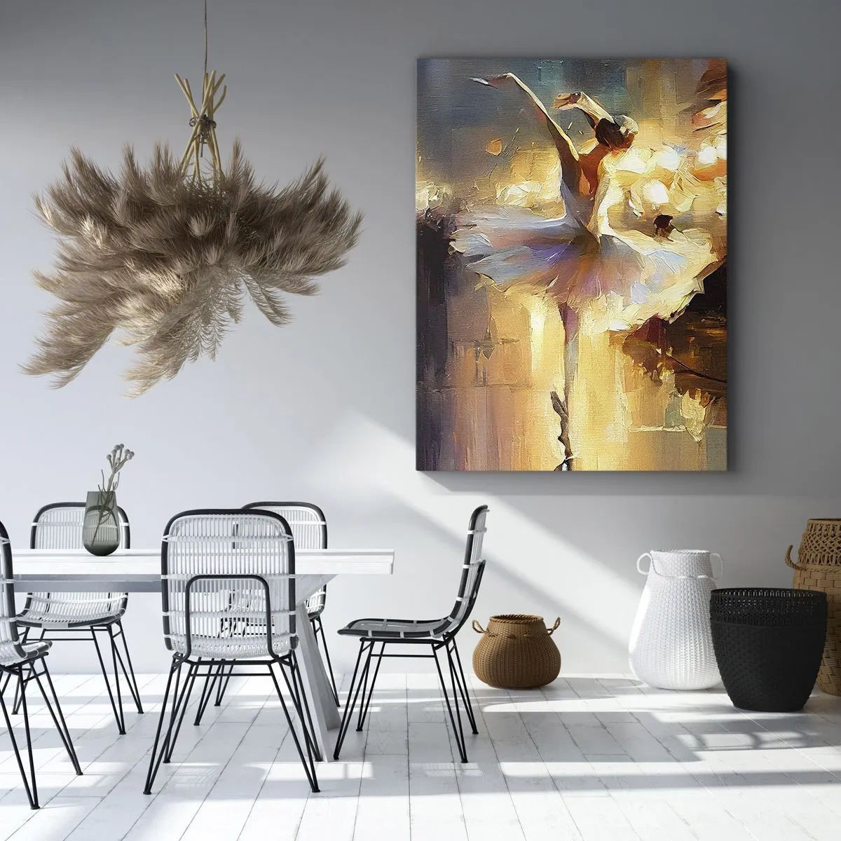 Impression sur toile - Image sur toile - Une ballerine dansant devant une scène éclairée - 50x70cm - Miracle dans la rue - Décoration murale moderne pour le salon et la chambre ARTTOR