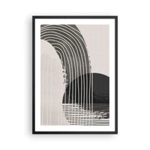 Affiche dans un cadre noir - Poster - Abstraction minimaliste en noir et blanc - 50x70cm - Aller et retour - Décoration murale moderne pour le salon et la chambre ARTTOR