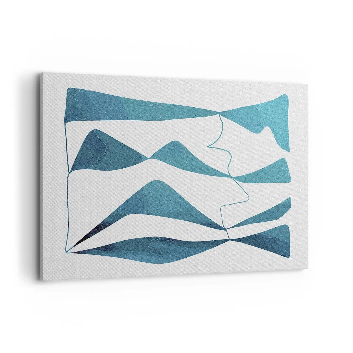 Impression sur toile - Image sur toile - Formes abstraites dans des tons de bleu sur fond blanc - 120x80cm - Abstraction : composé turquoise - Décoration murale moderne pour le salon et la chambre ARTTOR