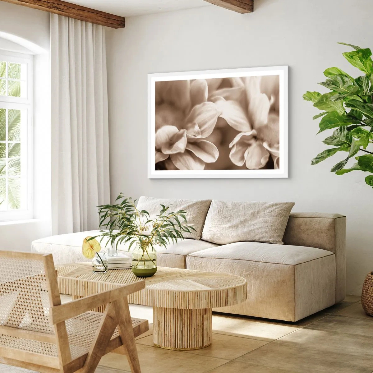 Affiche dans un cadre blanc - Poster - Doux comme un sourire - 100x70 cm