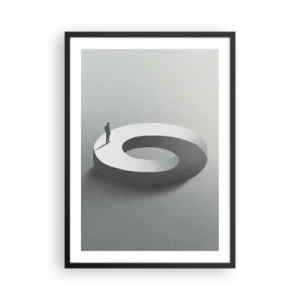 Affiche dans un cadre noir - Poster - Une figure minimaliste sur une structure géométrique - 50x70cm - Et sois intelligent ici - Décoration murale moderne pour le salon et la chambre ARTTOR