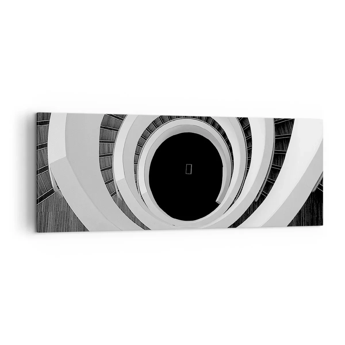 Impression sur toile - Image sur toile - Escalier en colimaçon noir et blanc de style moderne - 140x50cm - Les choses concrêtes - Décoration murale moderne pour le salon et la chambre ARTTOR
