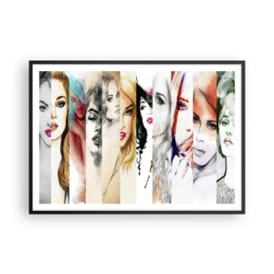 Affiche dans un cadre noir - Poster - Une collection de portraits de femmes dans divers styles artistiques. - 100x70cm - Et c'est toujours TOI - Décoration murale moderne pour le salon et la chambre ARTTOR