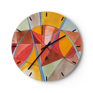 Horloge murale - Pendule murale - Motifs géométriques abstraits aux couleurs vives - 30x30cm - Le carrousel, le carrousel des rêves - Décoration murale moderne pour le salon, la cuisine et la chambre ARTTOR