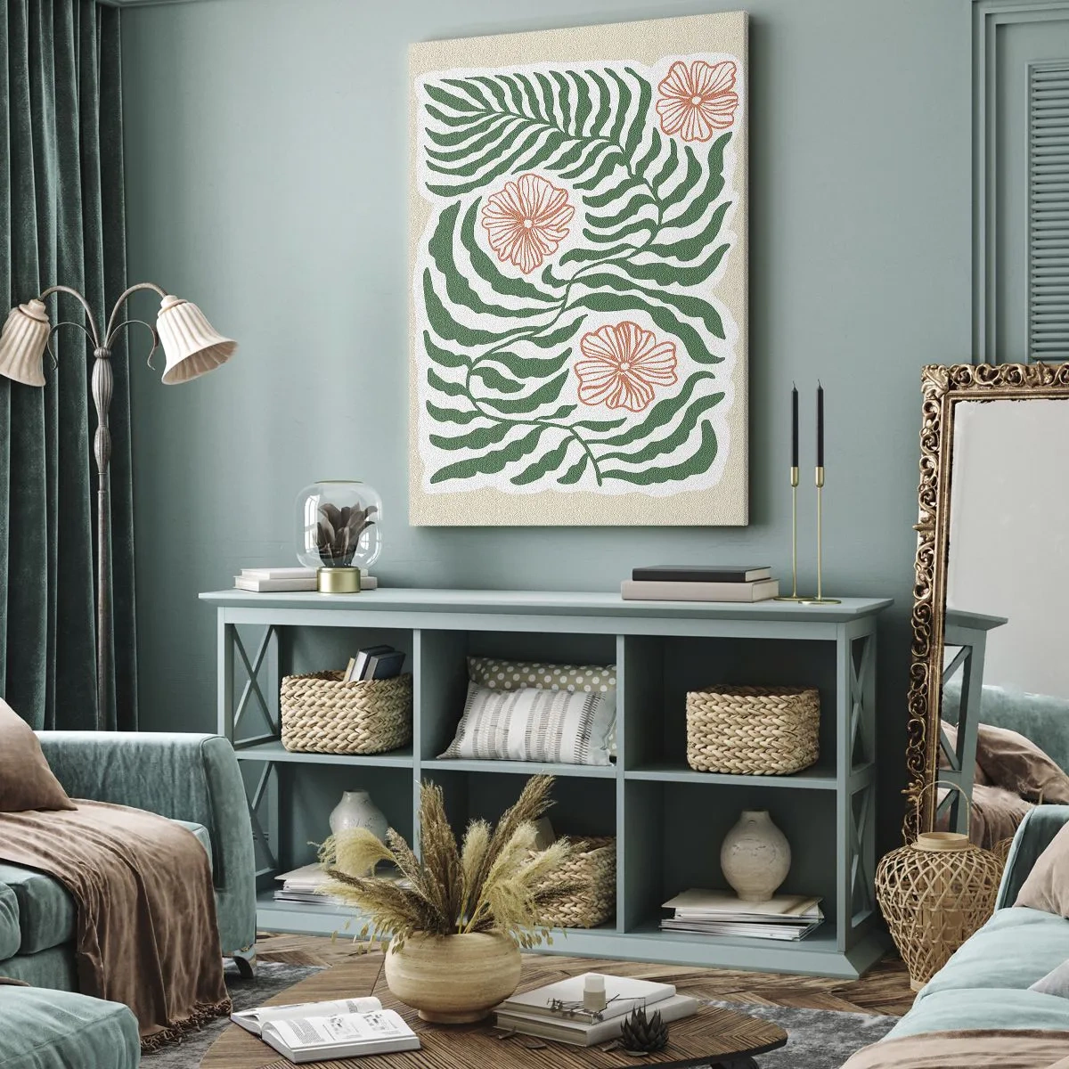 Impression sur toile - Image sur toile - Fleurit en vert - 55x100 cm