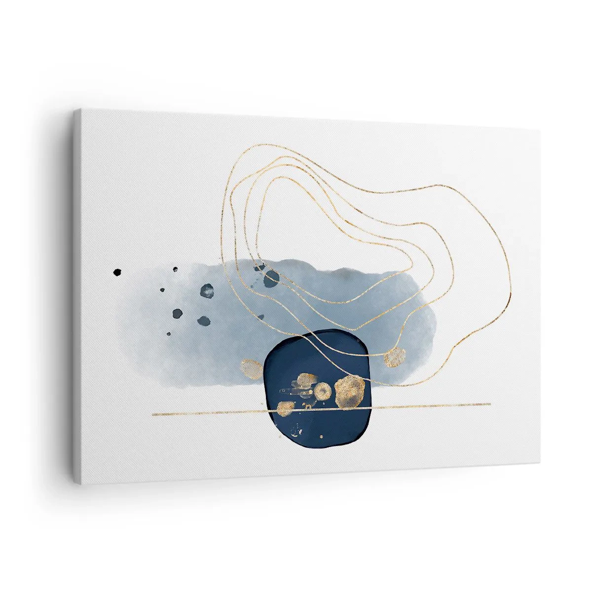 Impression sur toile - Image sur toile - Abstraction dans les tons de bleu et d'or - 70x50cm - Fantaisie bleu et or - Décoration murale moderne pour le salon et la chambre ARTTOR