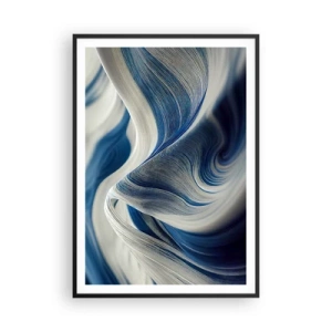 Affiche dans un cadre noir - Poster - La fluidité du bleu et du blanc - 70x100 cm