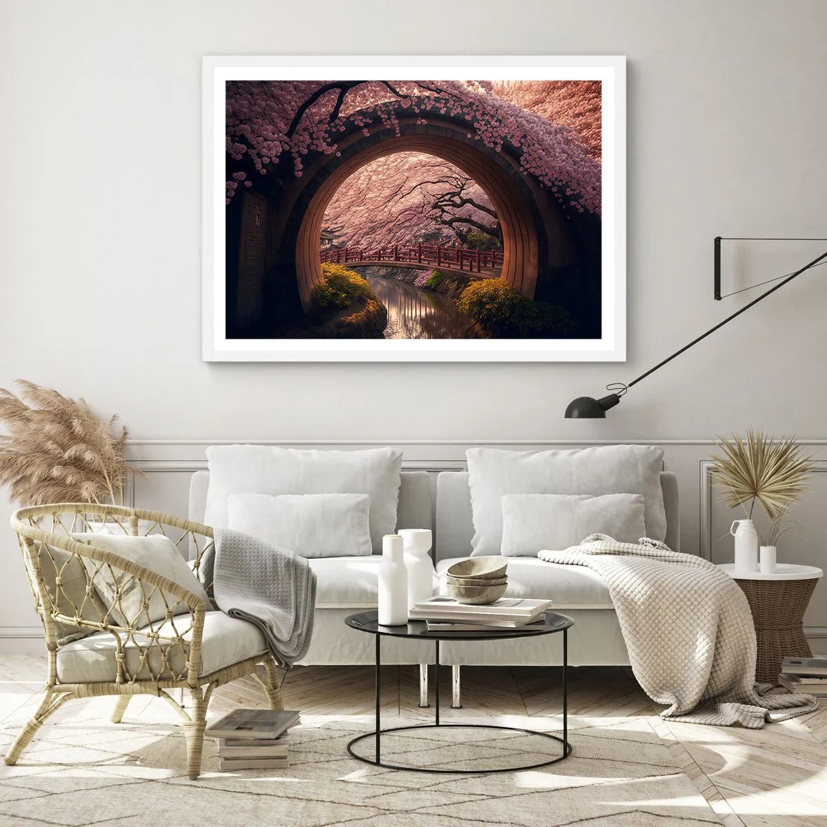 Affiche dans un cadre blanc - Poster - Printemps japonais - 91x61 cm
