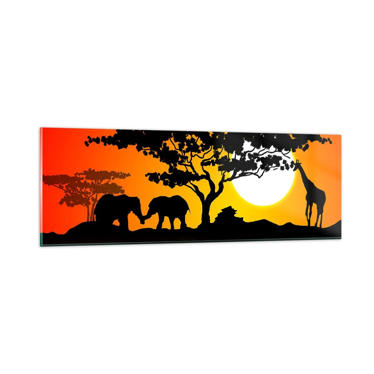 Impression sur verre - Image sur verre - Rencontre dans la savane - 90x30 cm