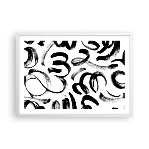 Affiche dans un cadre blanc - Poster - Noir sur blanc - 70x50 cm