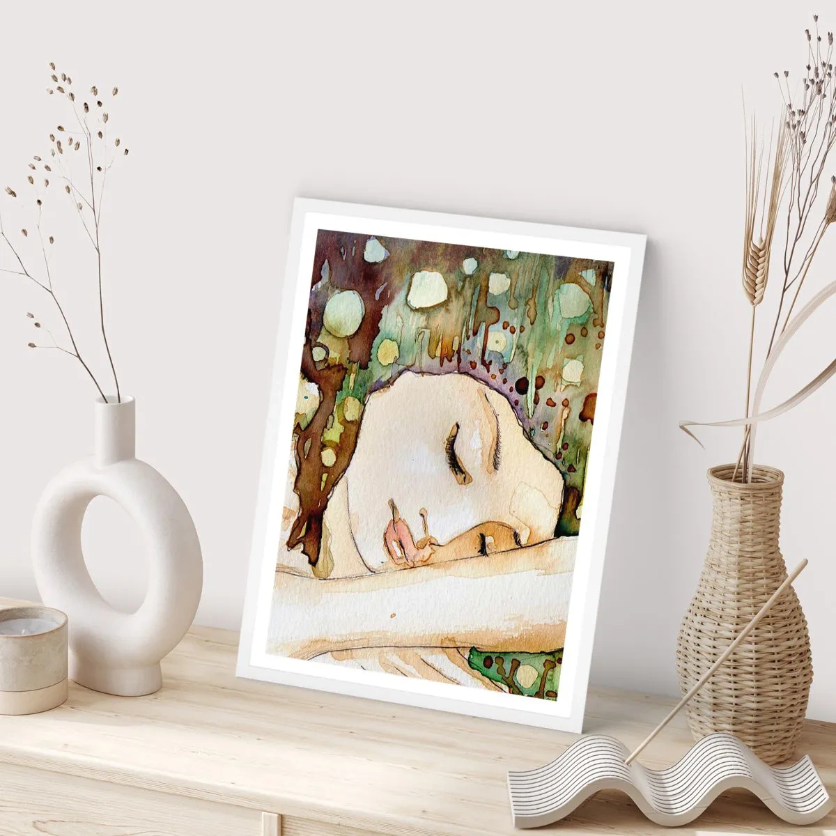 Affiche dans un cadre blanc - Poster - Un rêve violet émeraude - 50x70 cm