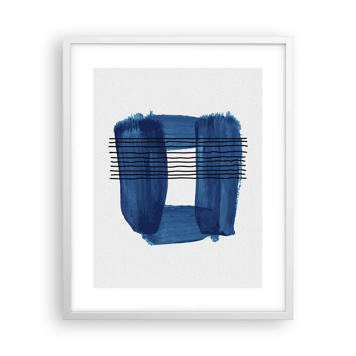 Affiche dans un cadre blanc - Poster - Composition noire-bleue - 40x50 cm