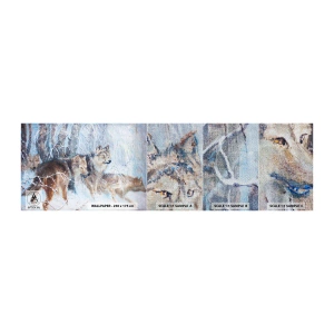 Échantillon de Papier Peint Premium Sand - Attention! Ca arrive ... - Animaux, loups, Forêt - 100x30 cm