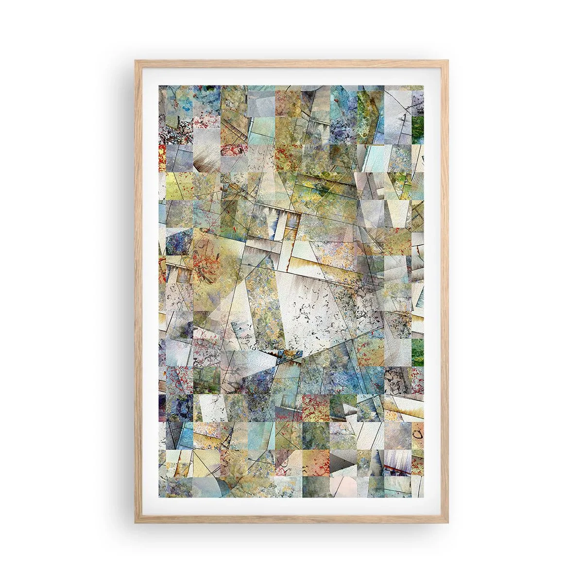 Affiche dans un chêne clair - Poster - Remaniement géométrique - 61x91 cm
