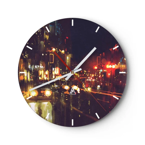 Horloge murale - Pendule murale - Immergé dans les lumières de la nuit - 40x40 cm