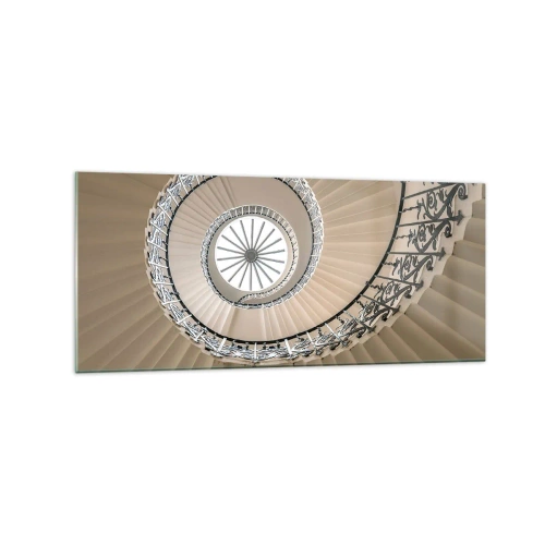 Impression sur verre - Image sur verre - Escalier en colimaçon dans une approche géométrique élégante - 120x50cm - À l'intérieur de la coquille - Décoration murale moderne pour le salon et la chambre ARTTOR