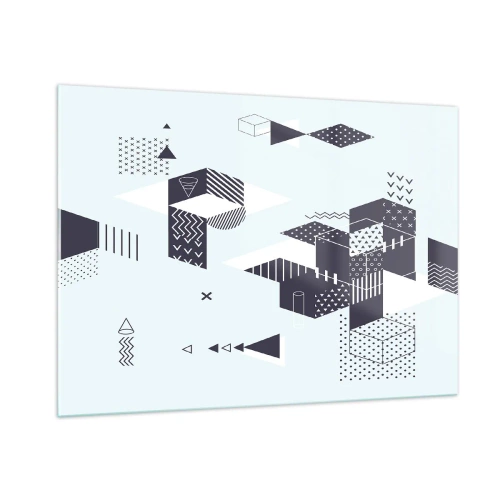 Impression sur verre - Image sur verre - Composition géométrique abstraite en noir et blanc sur fond clair - 100x70cm - Dans l'âme d'un mathématicien - Décoration murale moderne pour le salon et la chambre ARTTOR