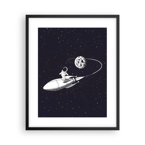 Affiche dans un cadre noir - Poster - Surfeur de l'espace - 40x50 cm