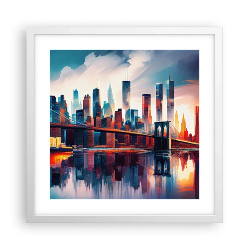 Affiche dans un cadre blanc - Poster - New York onirique - 40x40 cm