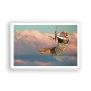 Affiche dans un cadre blanc - Poster - S'amuser dans les nuages - 91x61 cm