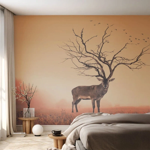 Papier Peint Autocollant Deluxe Sticker - Cerf de Pra - l'esprit éternel de la forêt - Abstraction, Cerf, Nature - 100x70 cm