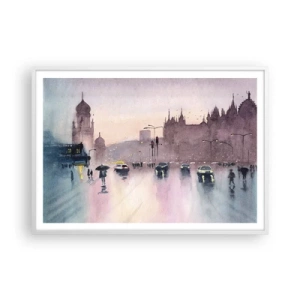 Affiche dans un cadre blanc - Poster - Dans une brume pluvieuse - 100x70 cm