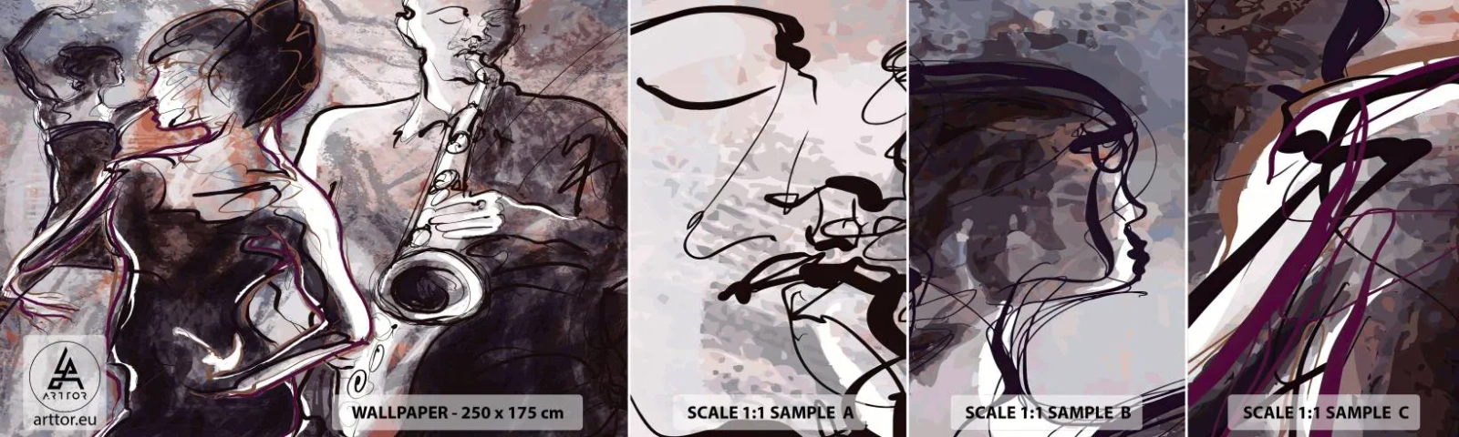 Échantillon De Papier Peint Standard Eco - Ne faire qu'un avec la musique - Musique, le jazz, Danse - 100x30 cm