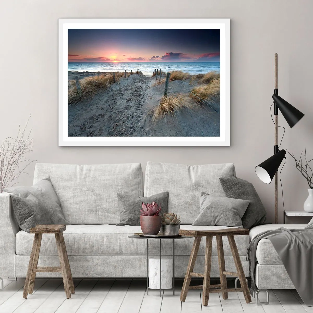 Affiche dans un cadre blanc - Poster - Tu as versé l'éclat de l'arc-en-ciel sur les flots - 50x40 cm