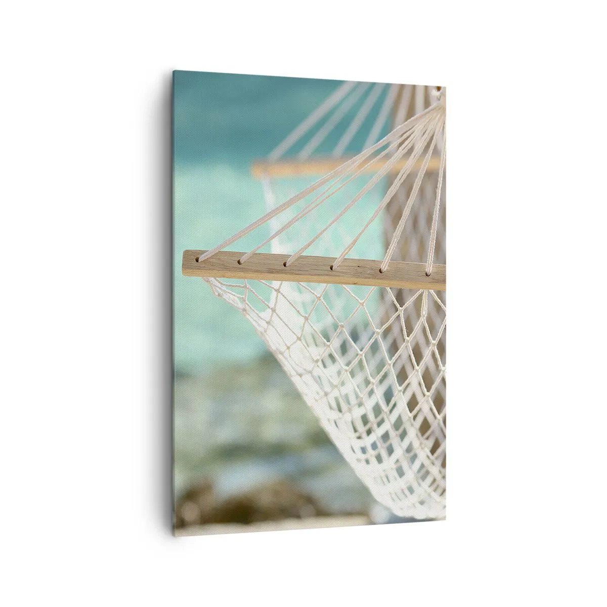 Impression sur toile - Image sur toile - Un hamac surplombant l'eau turquoise - 80x120cm - Le temps de la détente - Décoration murale moderne pour le salon et la chambre ARTTOR