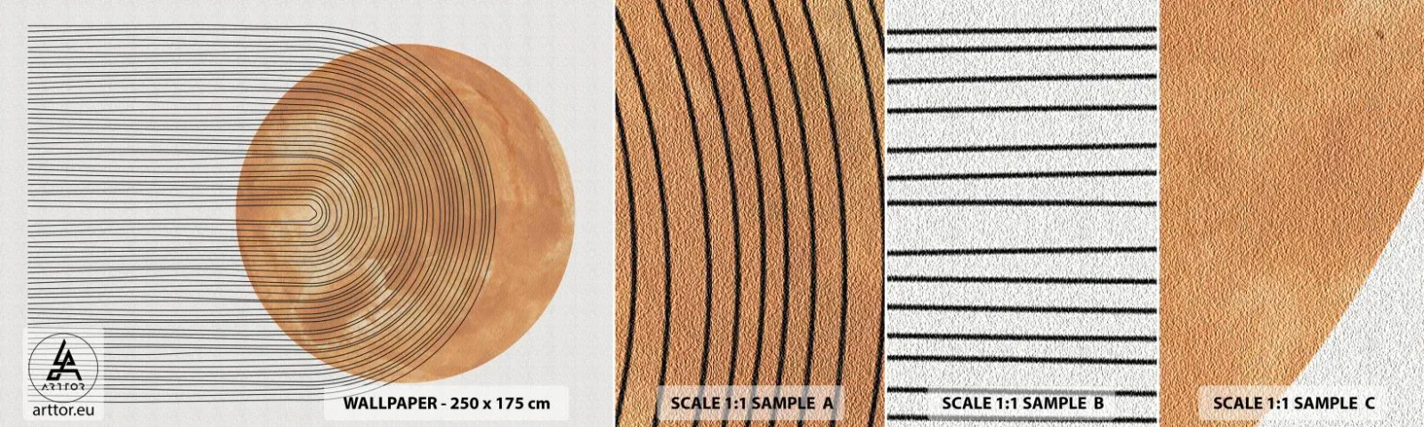 Échantillon De Papier Peint Standard Eco - Composition solaire - Bohème, Soleil, Minimalisme - 100x30 cm