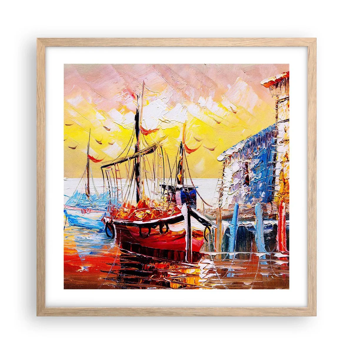 Affiche dans un chêne clair - Poster - Bon retour - 50x50 cm