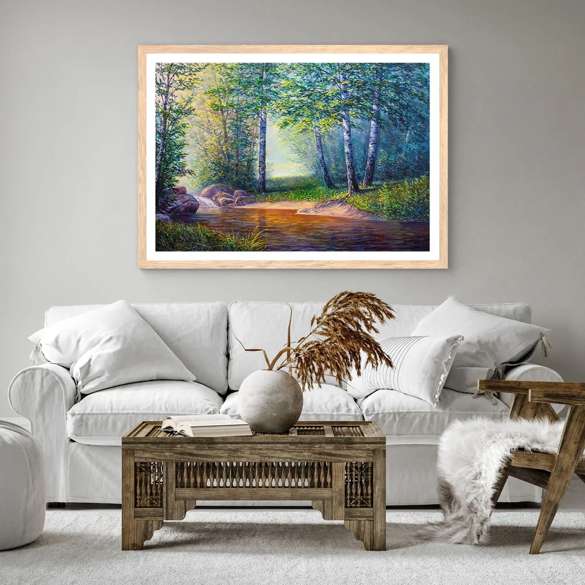 Affiche dans un chêne clair - Poster - Paysage idyllique - 70x50 cm